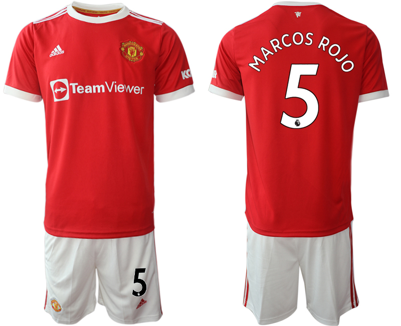 Men 2021-2022 Club Manchester United home red #5 Adidas Soccer Jersey